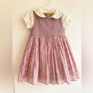 Vintage April Cornell Baby Floral Dress 12-18 M Peter Pan Collar Cottage Core